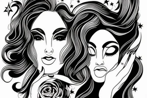 Stars for eyes lady naturally glamorous headshot tattoo idea