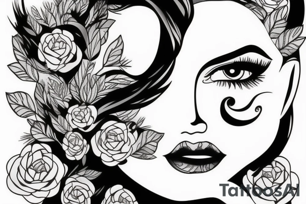 Stars for eyes lady naturally glamorous headshot tattoo idea