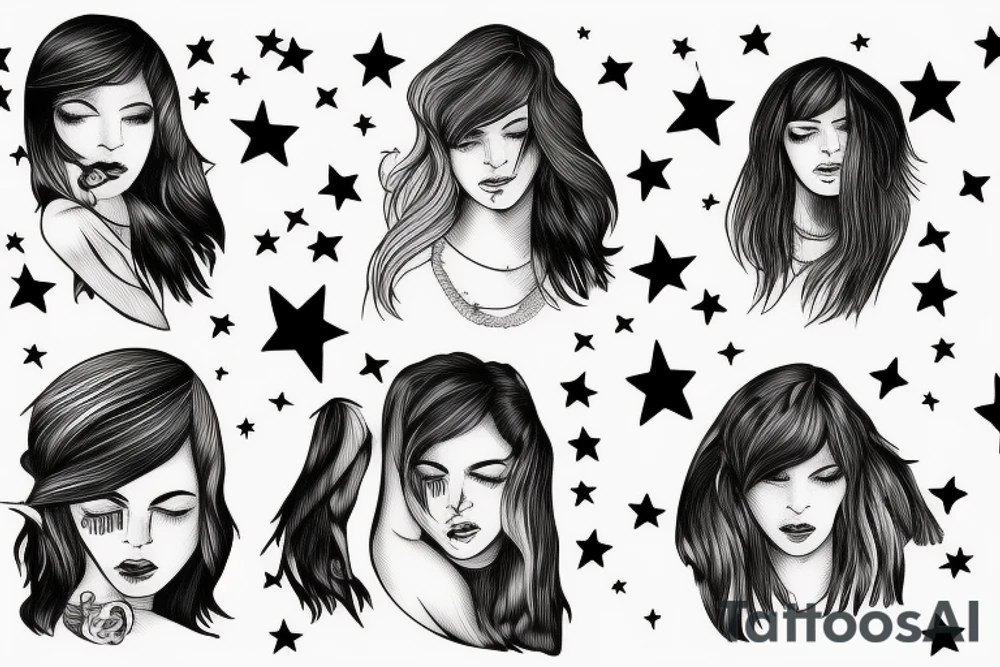 Stars for eyes lady naturally cool mullet tattoo idea