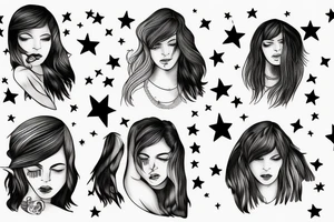 Stars for eyes lady naturally cool mullet tattoo idea