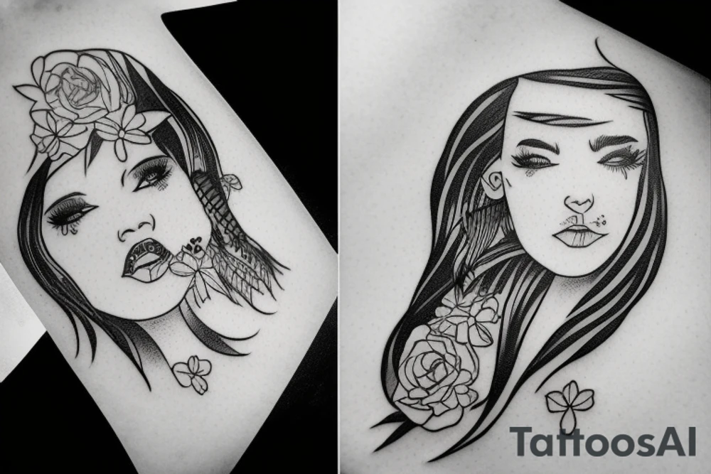 Stars for eyes lady naturally cool mullet tattoo idea