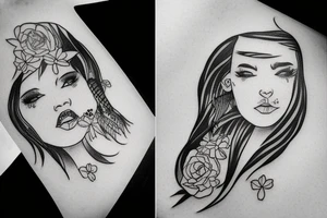 Stars for eyes lady naturally cool mullet tattoo idea