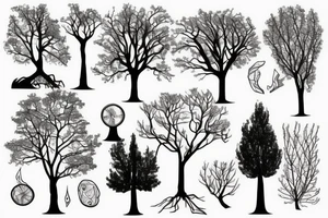 Trees with a tall thin stone that says Campbell tattoo idea