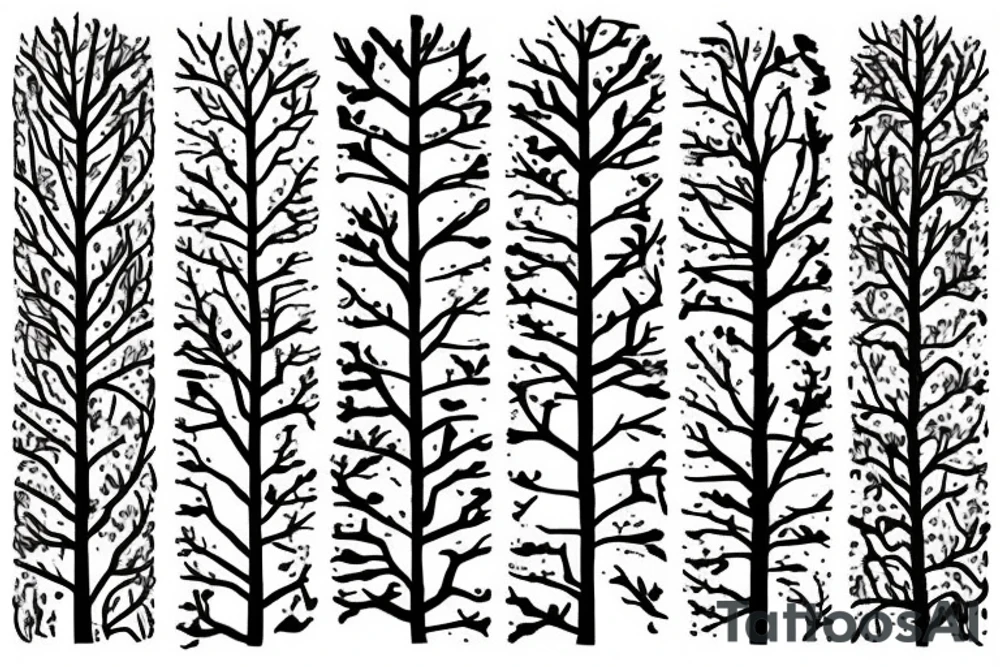 Trees with a tall thin stone that says Campbell tattoo idea