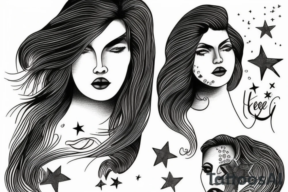 Stars for eyes lady naturally cool mullet tattoo idea