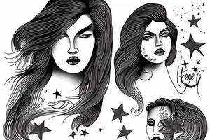 Stars for eyes lady naturally cool mullet tattoo idea