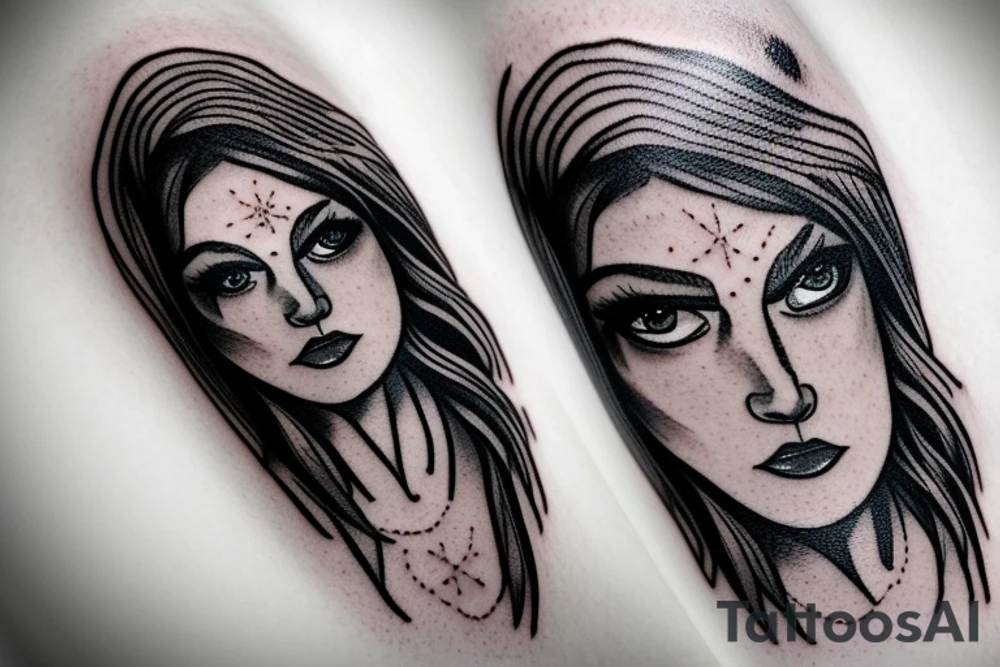 Stars for eyes lady naturally cool mullet tattoo idea