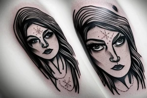 Stars for eyes lady naturally cool mullet tattoo idea