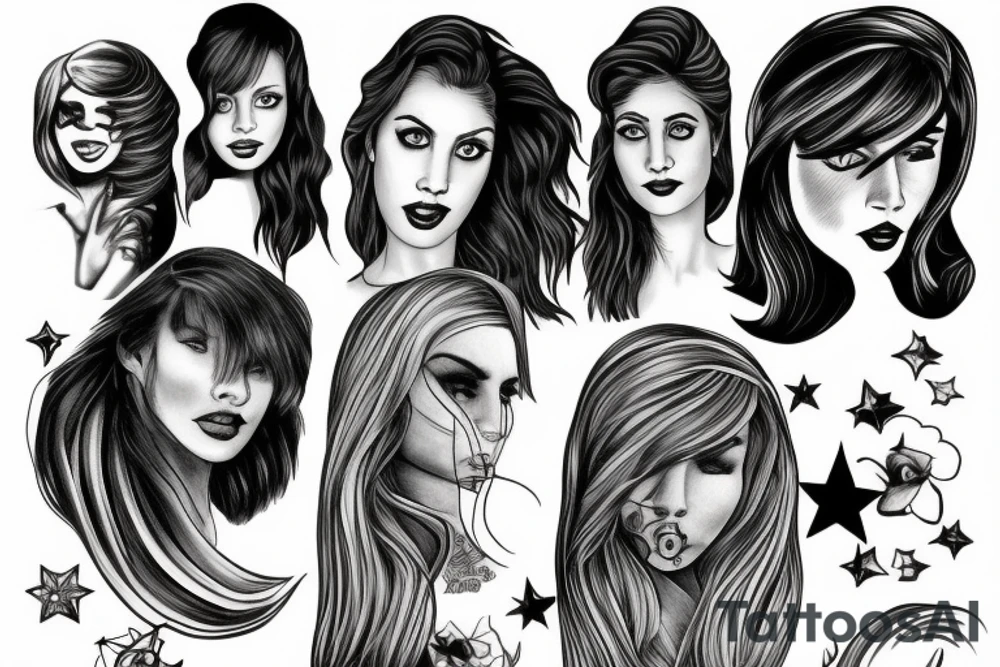 Stars over eyes lady naturally cool mullet tattoo idea Stars over eyes lady naturally cool mullet tattoo idea
