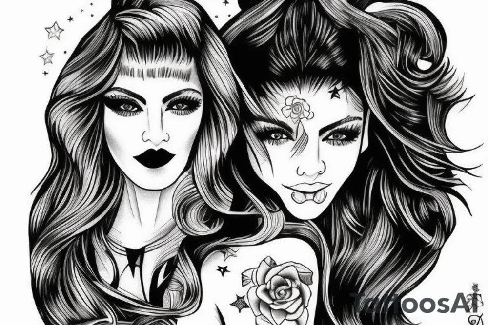 Stars over eyes lady naturally cool mullet tattoo idea Stars over eyes lady naturally cool mullet tattoo idea