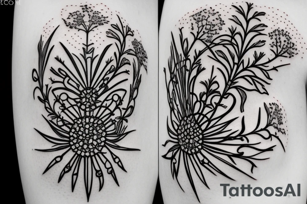 The silhouette of a goblet with Queen Anne’s lace inside of it tattoo idea