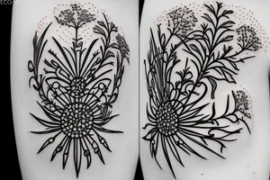 The silhouette of a goblet with Queen Anne’s lace inside of it tattoo idea