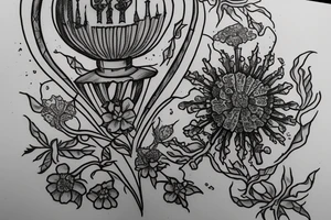 A goblet with Queen Anne’s lace inside of it, meant to symbolize a poison cup based on the song by M. Ward tattoo idea