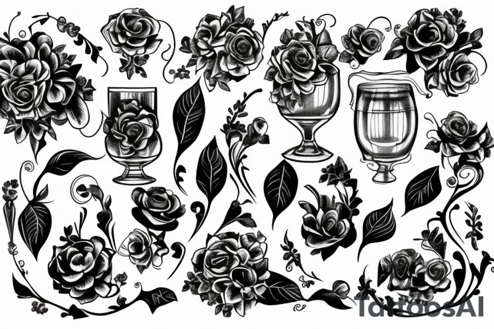 A goblet with flowers on it tattoo idea