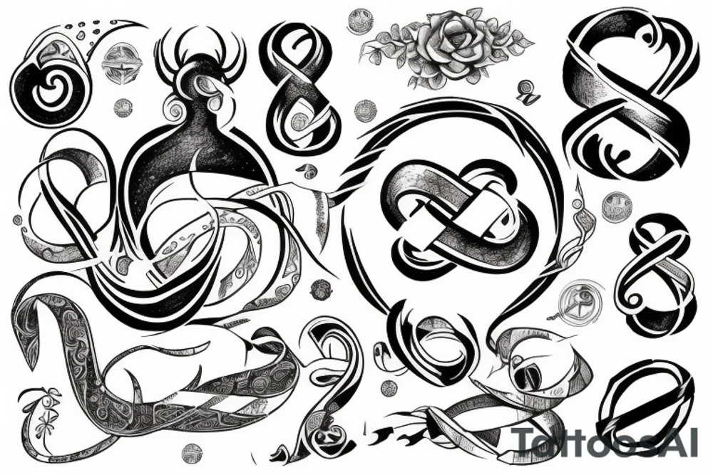 Infinity with cancer zodiac sign tattoo idea