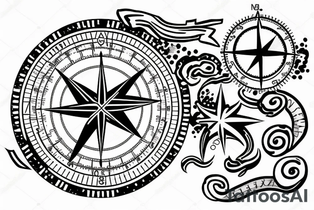 Outline of Australia with a compass tattoo idea