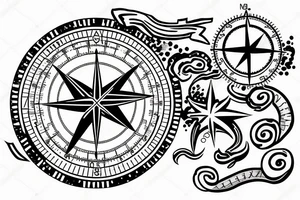 Outline of Australia with a compass tattoo idea