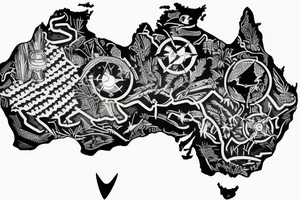 Outline of Australia with a compass tattoo idea