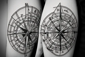 Outline of Australia with a compass in centre tattoo idea