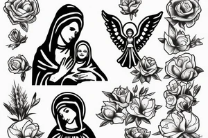Mother mary praying tattoo idea