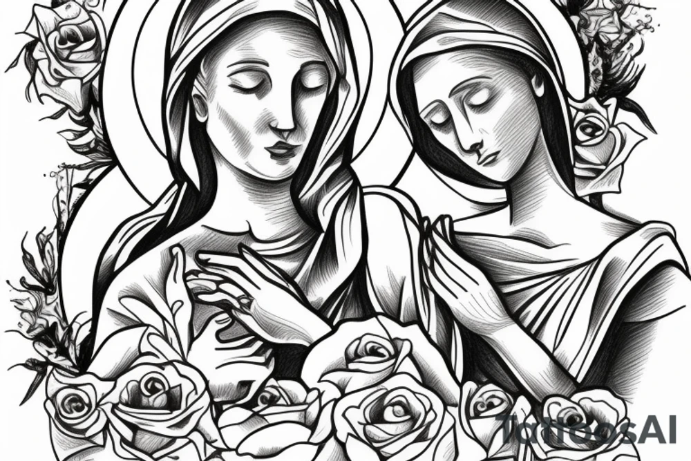 Mother mary praying tattoo idea