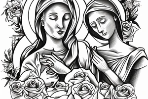 Mother mary praying tattoo idea