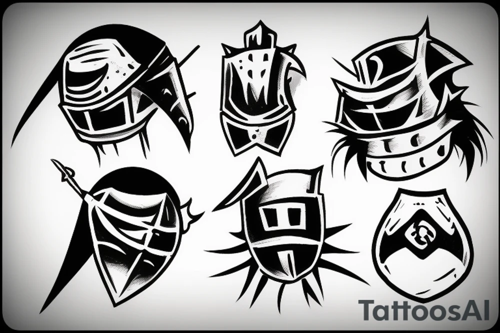 Simple cartoon Knight sketch tattoo idea