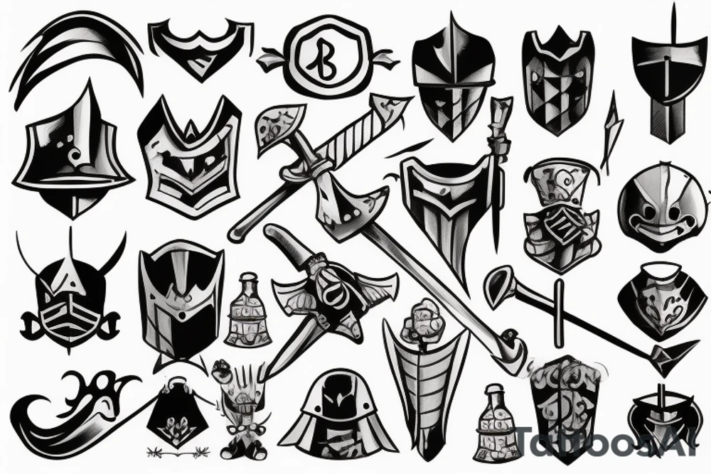 Simple cartoon Knight sketch tattoo idea