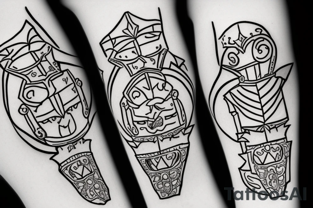 Simple cartoon Knight doodle tattoo idea