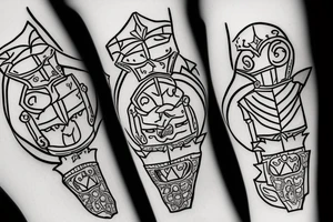 Simple cartoon Knight doodle tattoo idea