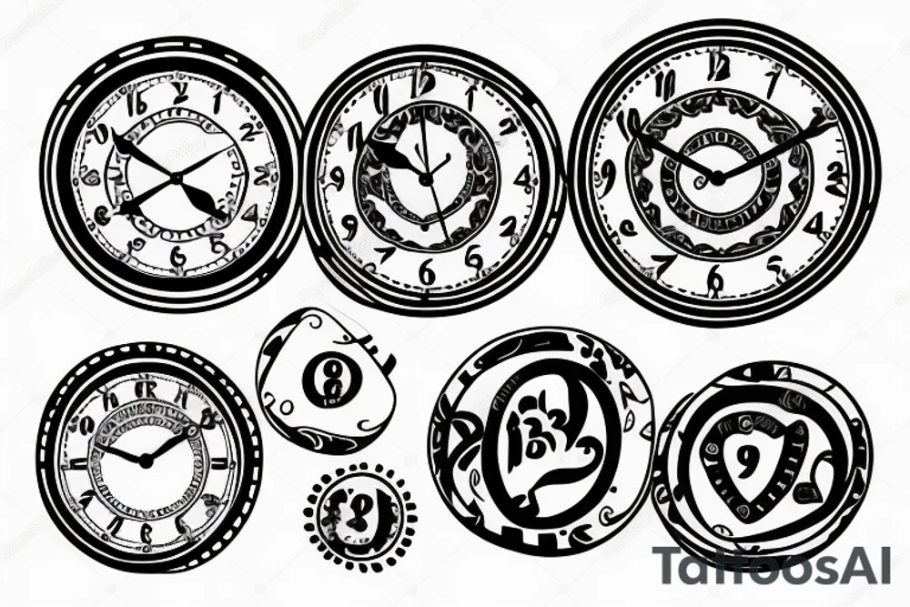 A clock dial with Karma symbol in it tattoo idea