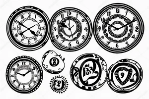 A clock dial with Karma symbol in it tattoo idea