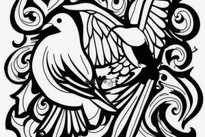 A white dove fighting a black raven. tattoo idea