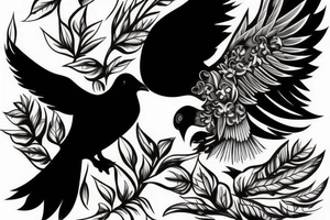A white dove fighting a black raven. tattoo idea