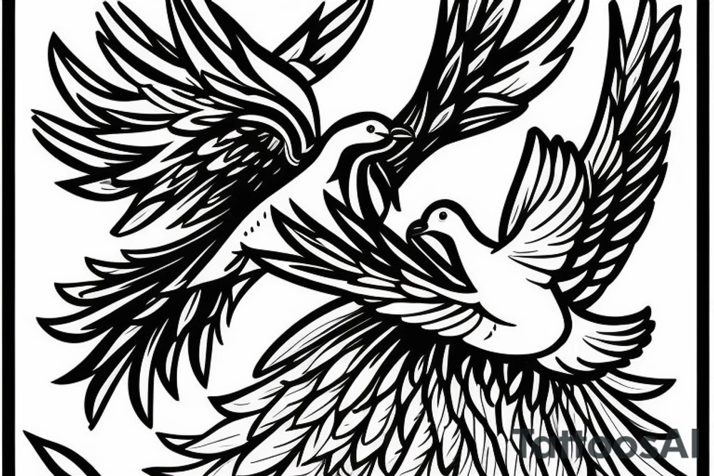 A white dove fighting a black raven. tattoo idea A white dove fighting a black raven. tattoo idea
