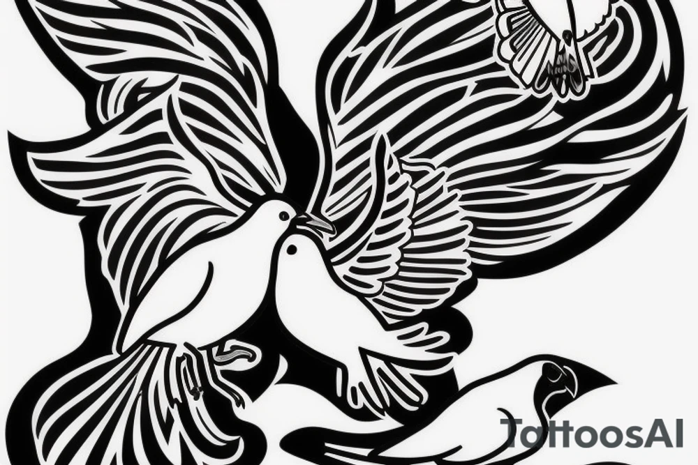 A white dove fighting a black raven. tattoo idea A white dove fighting a black raven. tattoo idea