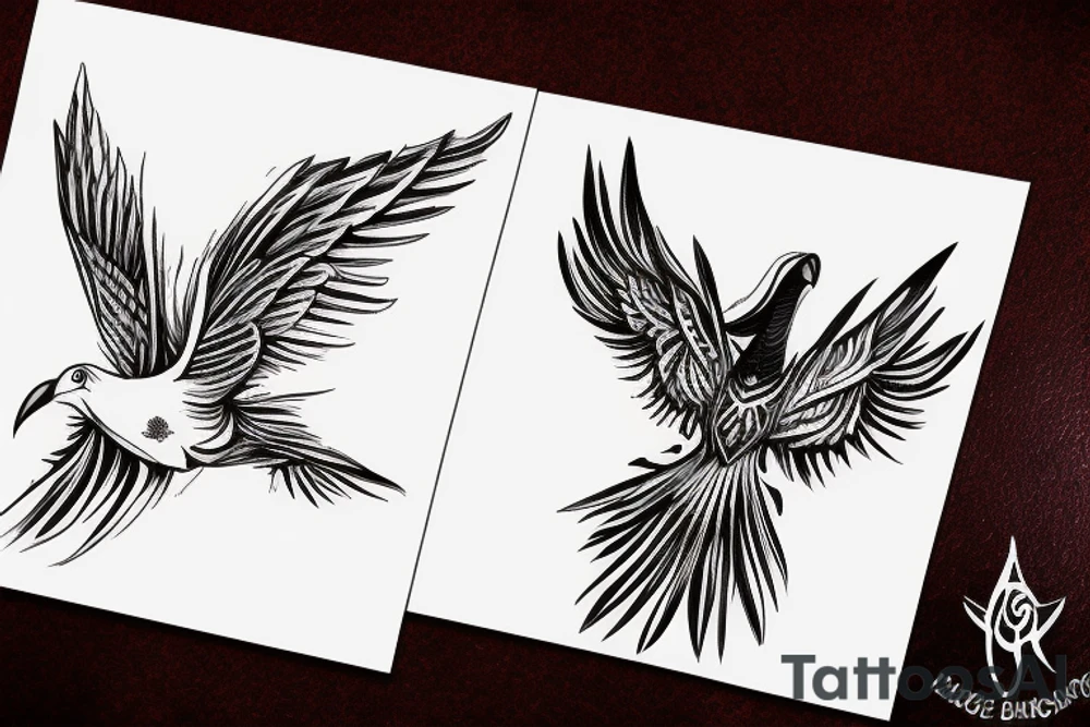 A white dove fighting a black raven tattoo idea