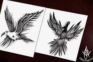 A white dove fighting a black raven tattoo idea