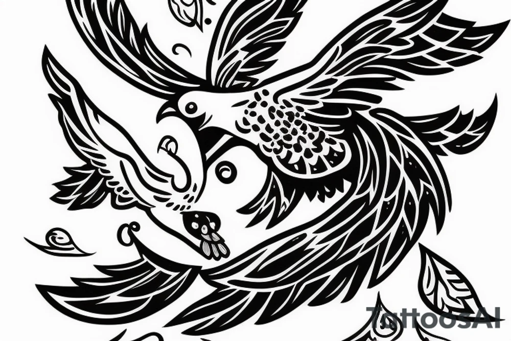 A white dove fighting a black raven tattoo idea