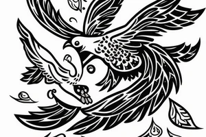A white dove fighting a black raven tattoo idea