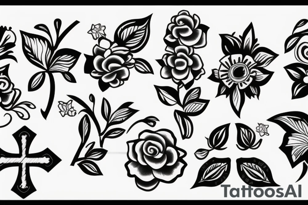 flowers with a cross tattoo idea