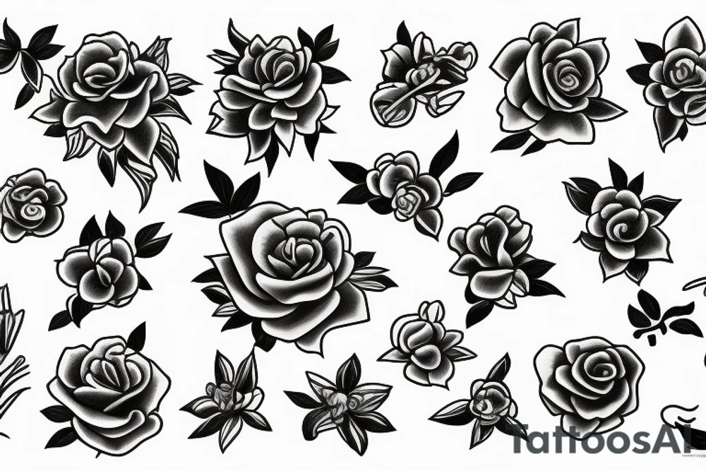 flowers with a cross tattoo idea