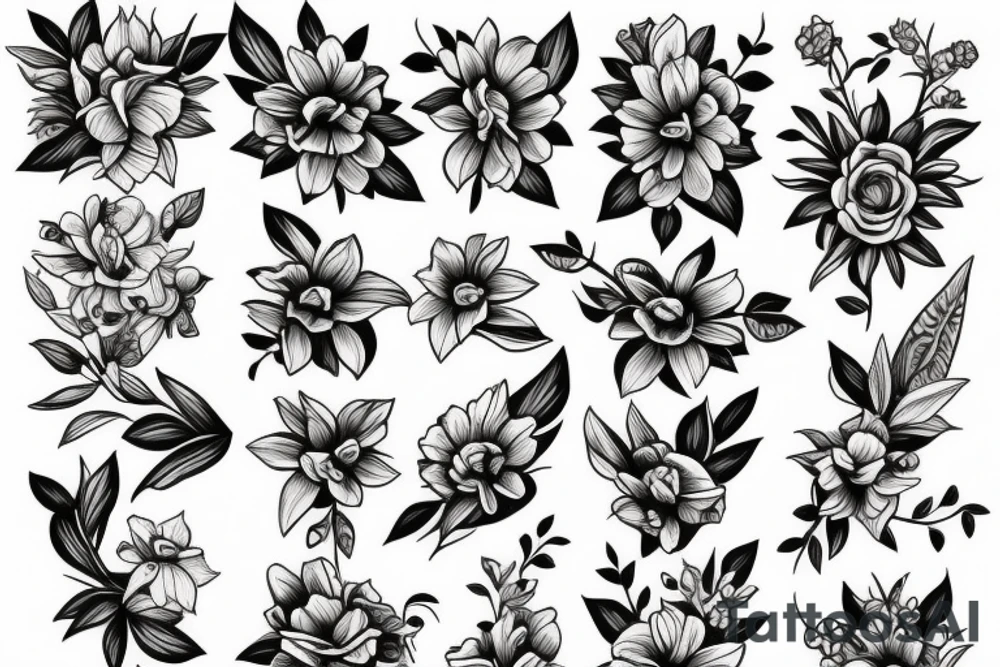flowers with a cross tattoo idea