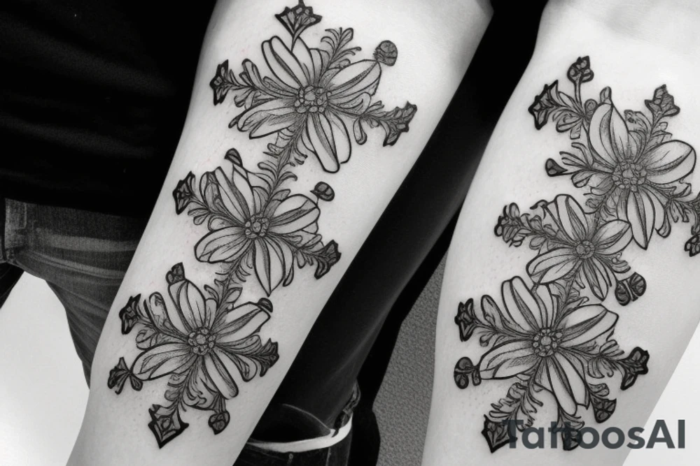 flowers with a cross tattoo idea