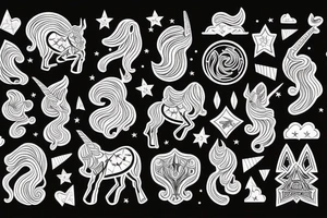 Carpet plane with unicorn tattoo idea