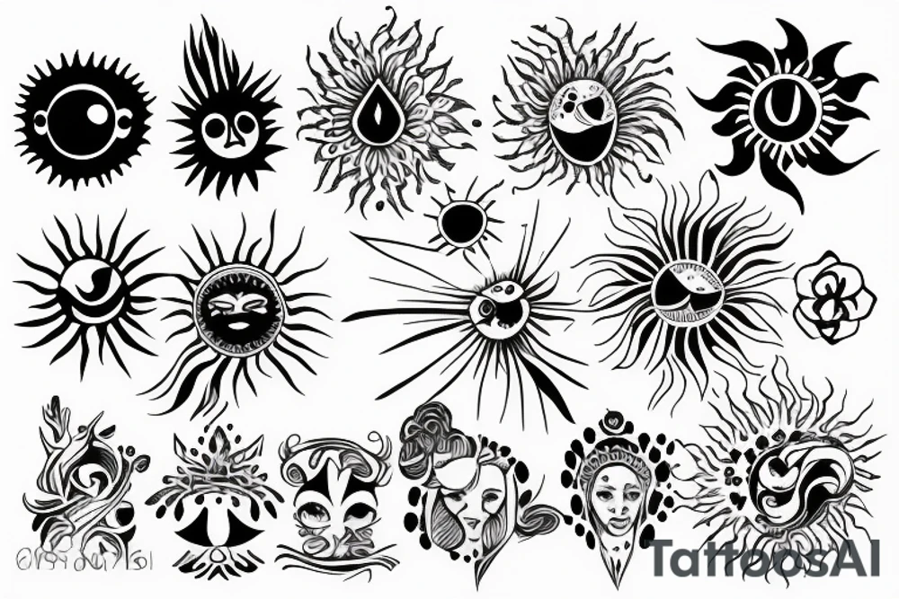 Simple sun feminine tattoo idea