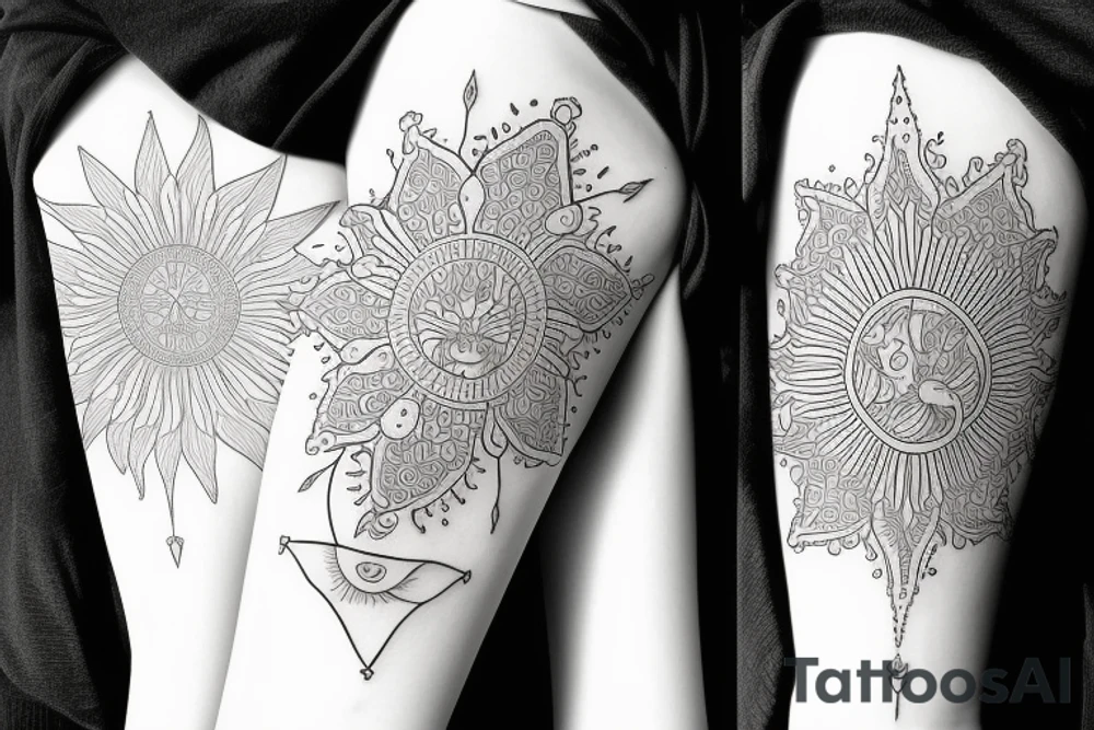 Simple sun feminine tattoo idea