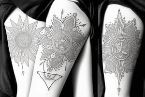 Simple sun feminine tattoo idea