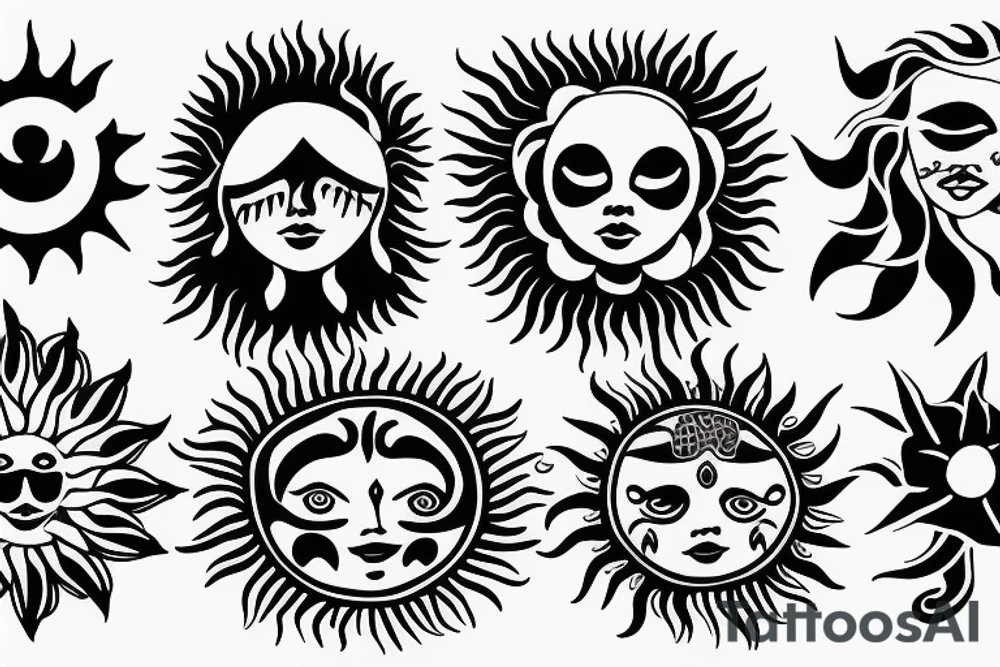 Simple sun feminine tattoo idea