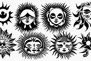 Simple sun feminine tattoo idea